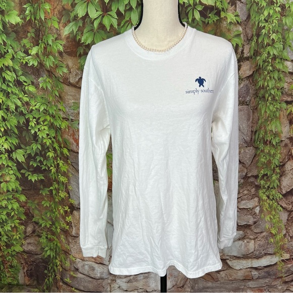 SIMPLY SOUTHERN White Long Sleeve Graphic Tee, M - Picture 2 of 9